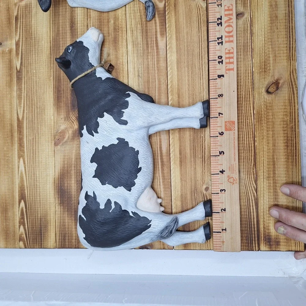Vintage‎ Set Of 2 Black And White Cow Wall Decor Bells 3D Raised